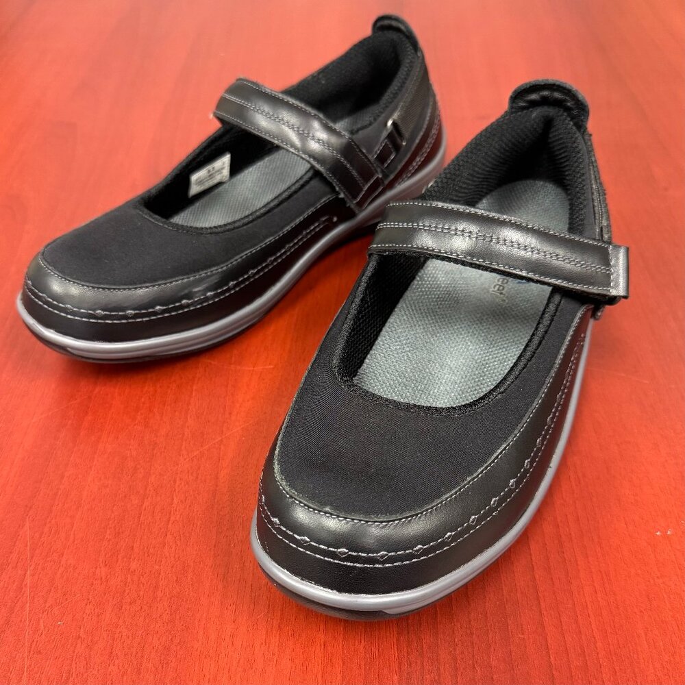 Womens ORTHOFEET Mary Jane ORTHOTIC Shoes Black LEATHER Pain Relief LIKE NEW 9.5